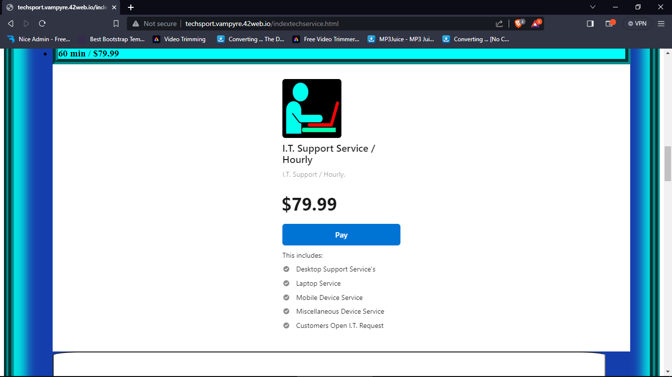 Picture of techsports website